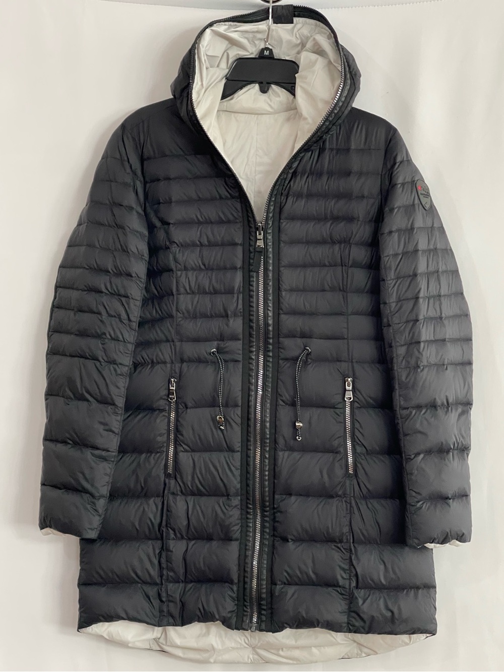 Pajar Black Quilted Hooded Puffer Coat with White Lining